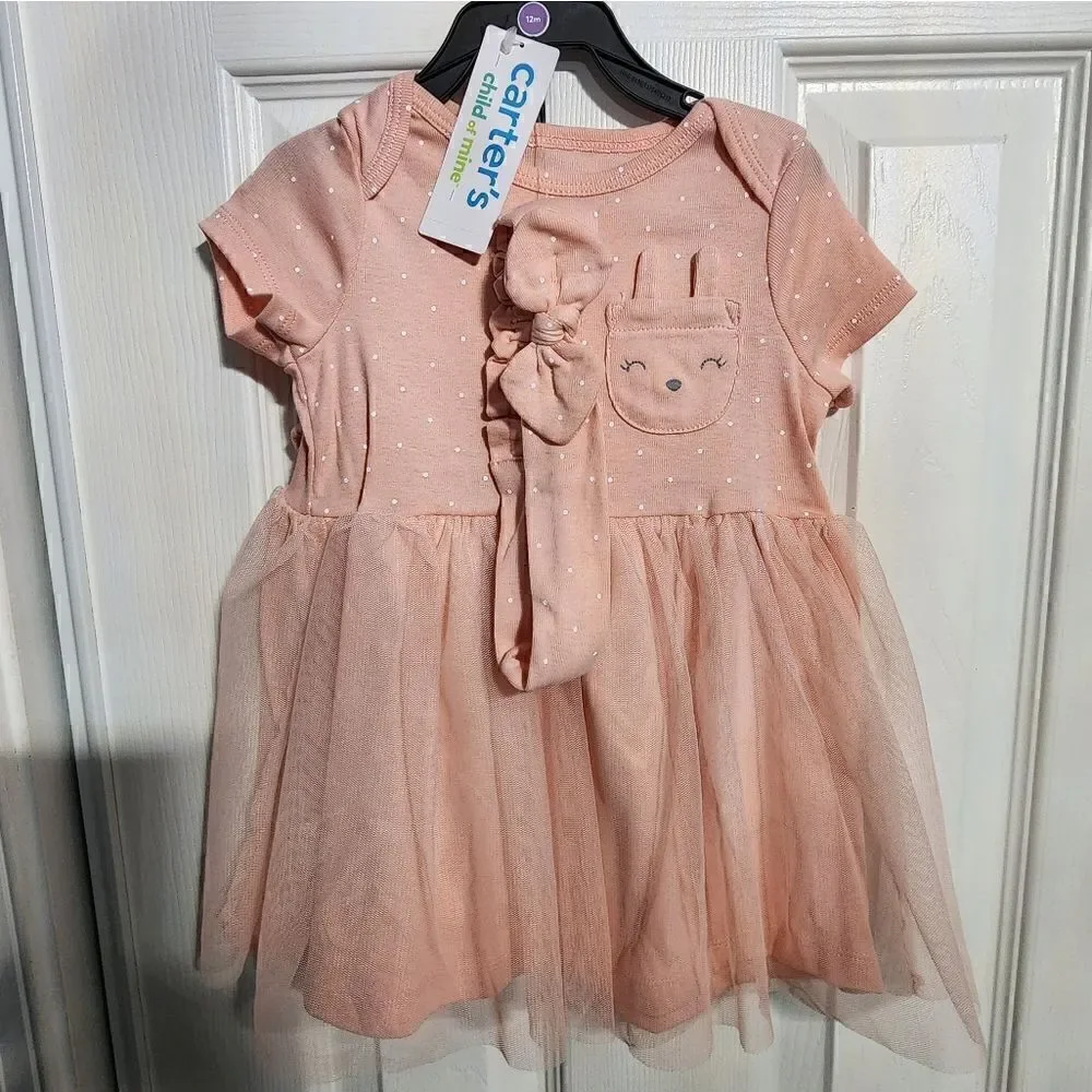 Nwt Easter Summer Baby Girl Raffle Tulle Dress set, 3pc, 100% cotton